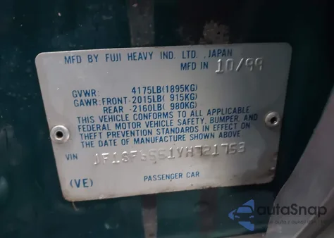 2000 Subaru Forester S z USA, uszkodzony, nr VIN JF1SF6551YH721753